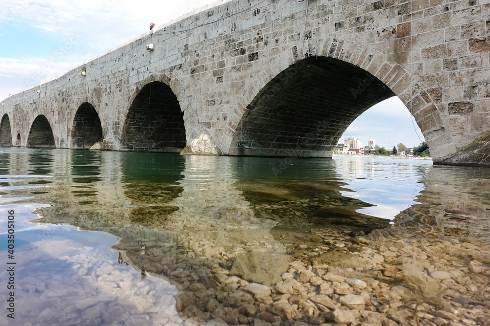 Stone Bridge (Taş Köprü) over Seyhan River in Adana City - Adana, Turkey