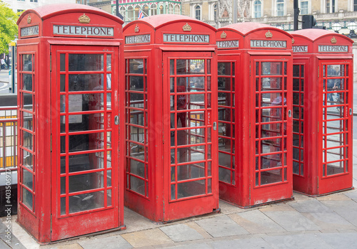 Telephone boxes, Covent Garden, London, Uk.