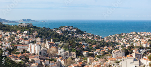 panoramic view to suburban area of Marseille