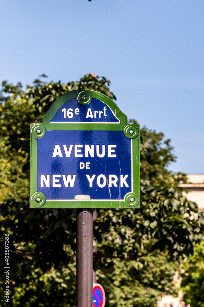 street sign avenue de new York in Paris, France street sign avenue de new York in Paris, France