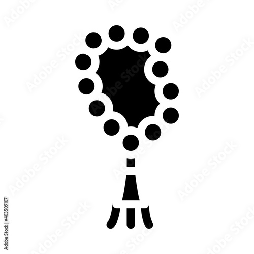 beads religion glyph icon vector illustration black