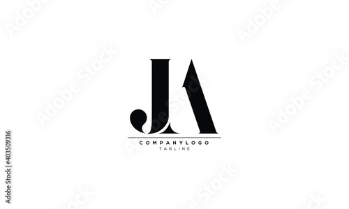 ja aj J AND A Abstract initial monogram letter alphabet logo design photo