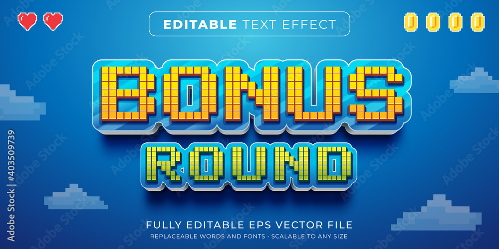 Editable text effect in arcade pixel game style