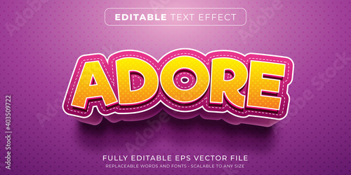 Editable text effect in cute cartoon text style