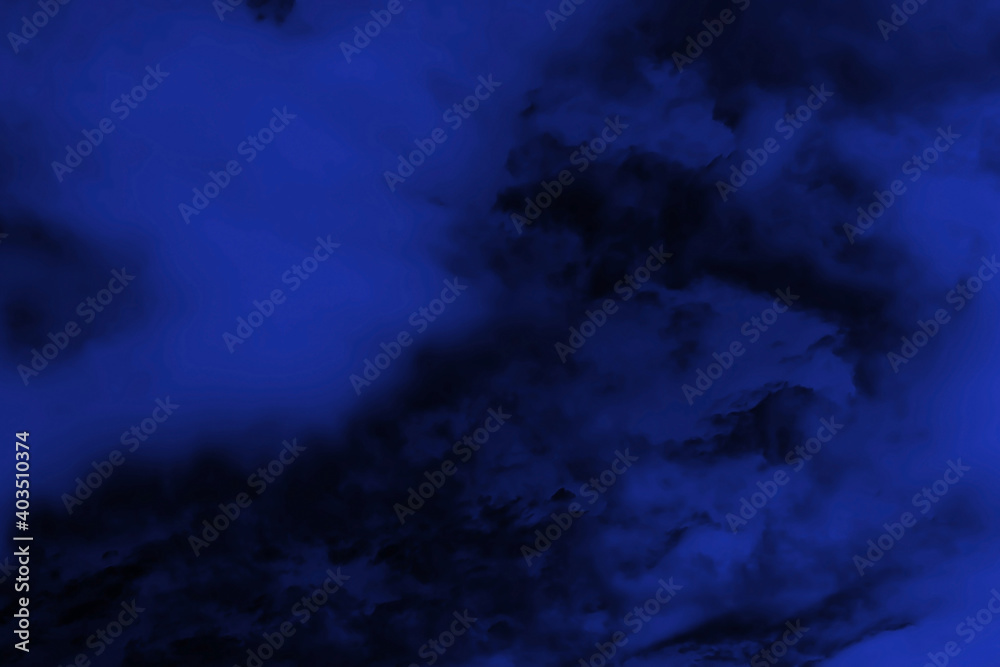 Abstract blue and black background or wallpaper. Creative design and texture of sky and clouds.