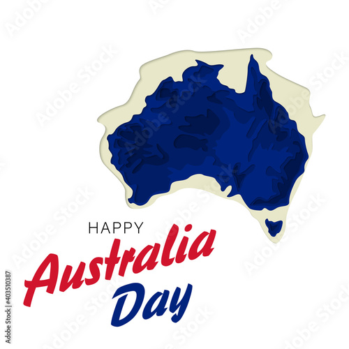 Happy Australia republic day. Typographic poster paper cut style. Lettering greeting card. National banner poster. Multilayer paper cut applique Australian. Republic day celebration paper art style