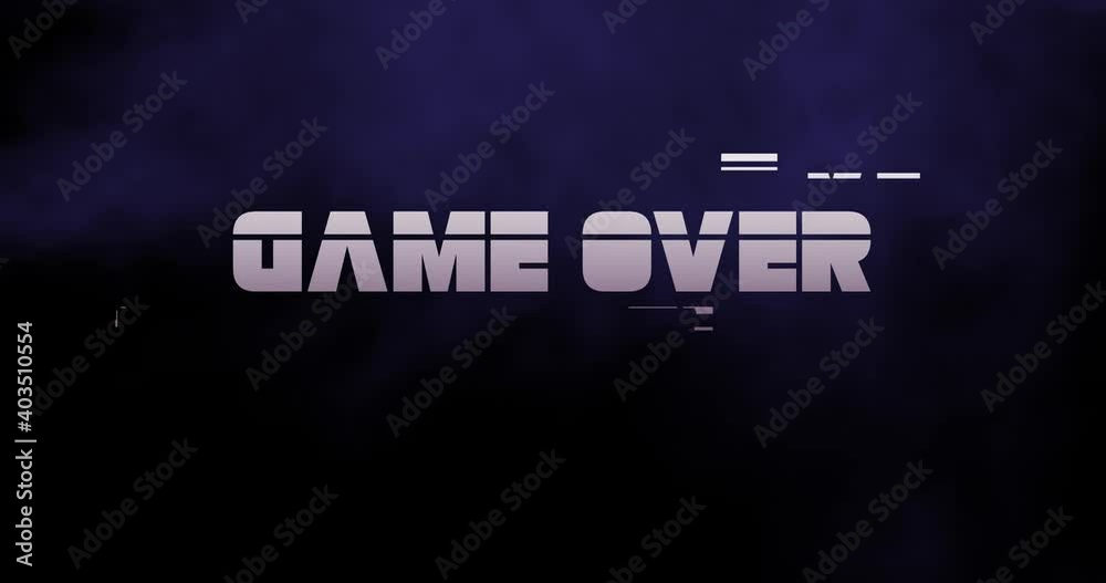 Retro videogame arcade footage with "Game Over" text appearing over ...