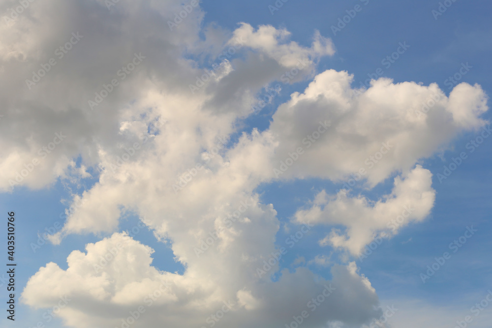 Blue sky with white clouds in the daytime background.