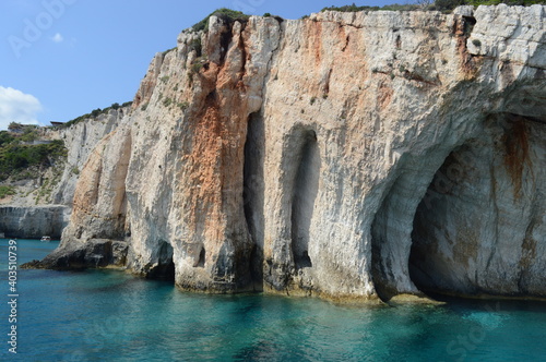 The blue caves in Zakynthos Greece