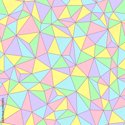 Vector seamless geometry wire pattern, triangle mosaic in pastel colors. Geometric background for fabric, scrapbooking, wallpaper, wrapping or kids centre, kindergarten.