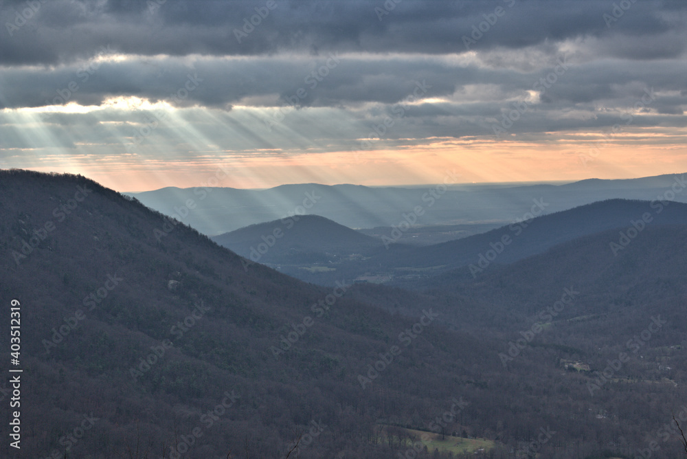 Morning light rays on the Blue Ridge Parkway Morning light rays on the Blue Ridge Parkway
