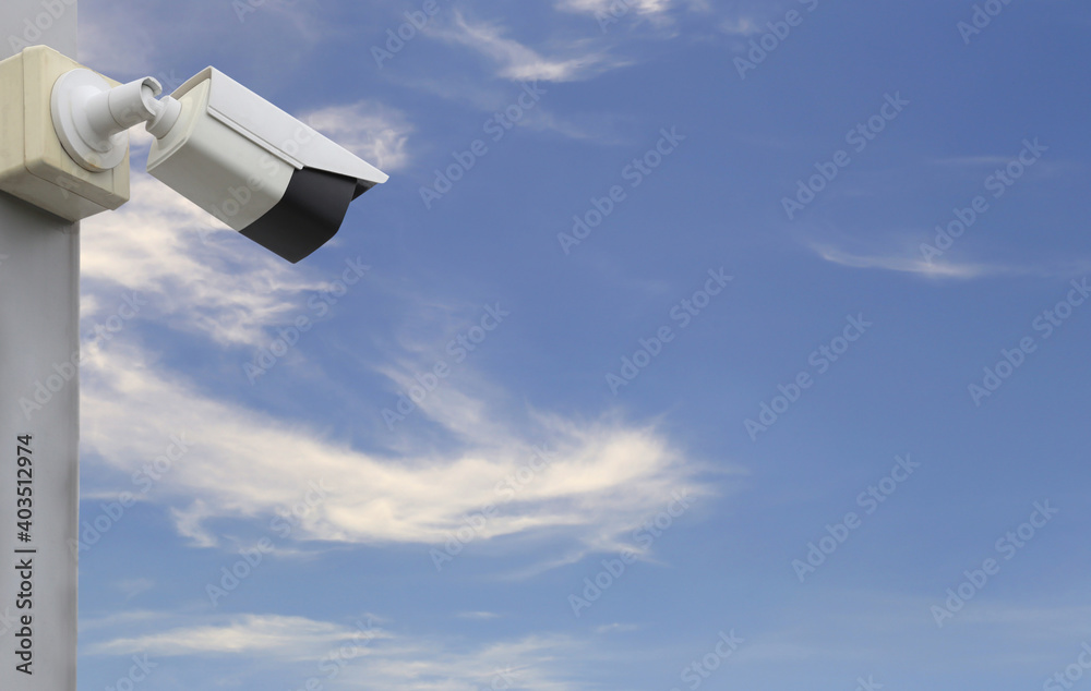 CCTV tool on blue sky background. CCTV tool on blue sky background.