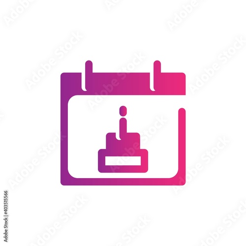 Birth day gradient Icon. calendar and date vector illustration on white background