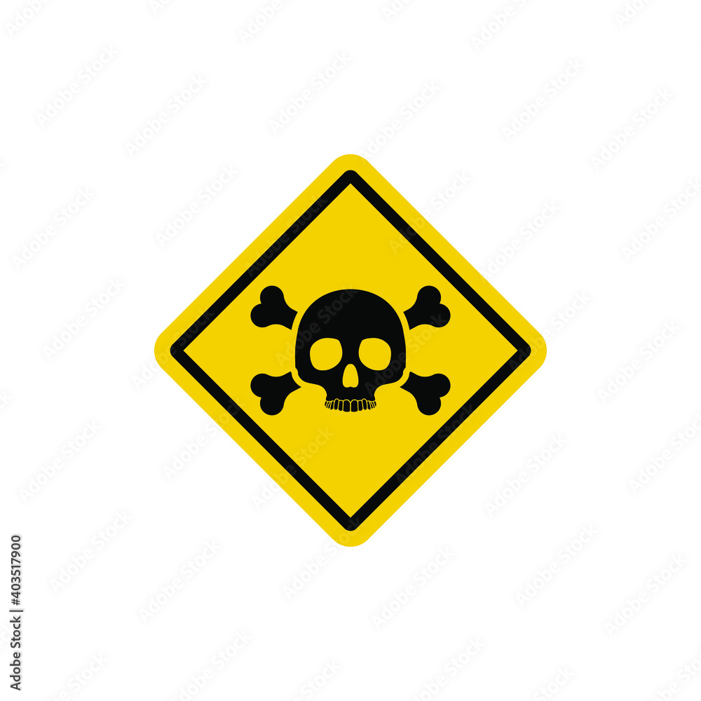 Skull and bones. Warning sign isolated on white background. Vector illustration Skull and bones. Warning sign isolated on white background. Vector illustration