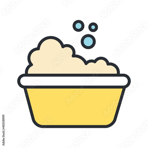 Baby bath tub icon in flat design style.