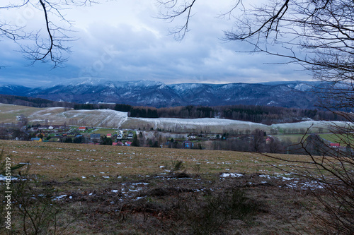 Winter north Bohemia Landscape, Jizera Mountains, Czech Republic photo