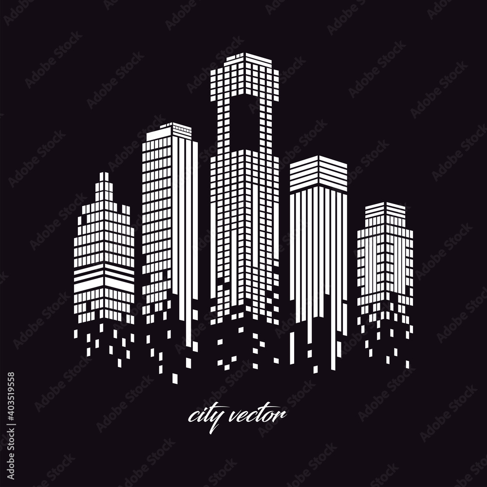 Fototapeta premium Cityscape of white buildings vector design