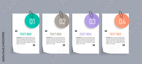 Text box design with note papers.	
