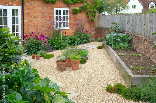 UK garden with hard landscaping