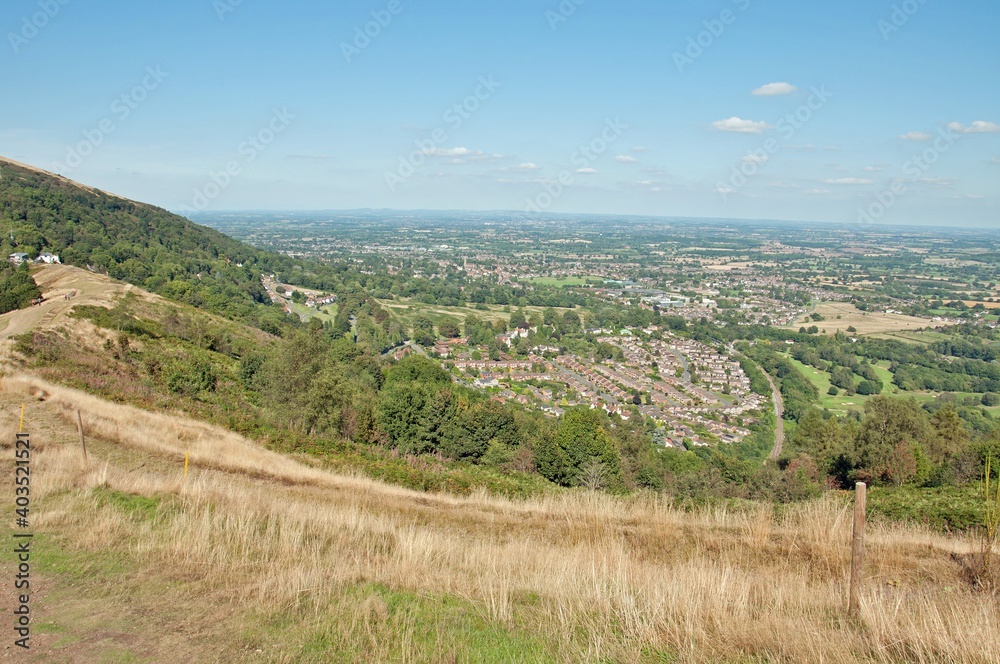 Blue skies over the Malvern hills of England