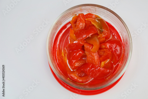 Pickled gogoshars are a group of vegetable peppers. Fruits are wide, with very fleshy pulp, with sharper taste. photo