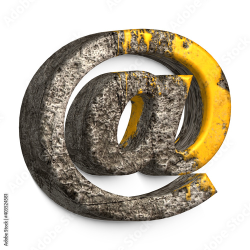 Grunge 3D At Symbol or Sign Isolated on a White Background photo