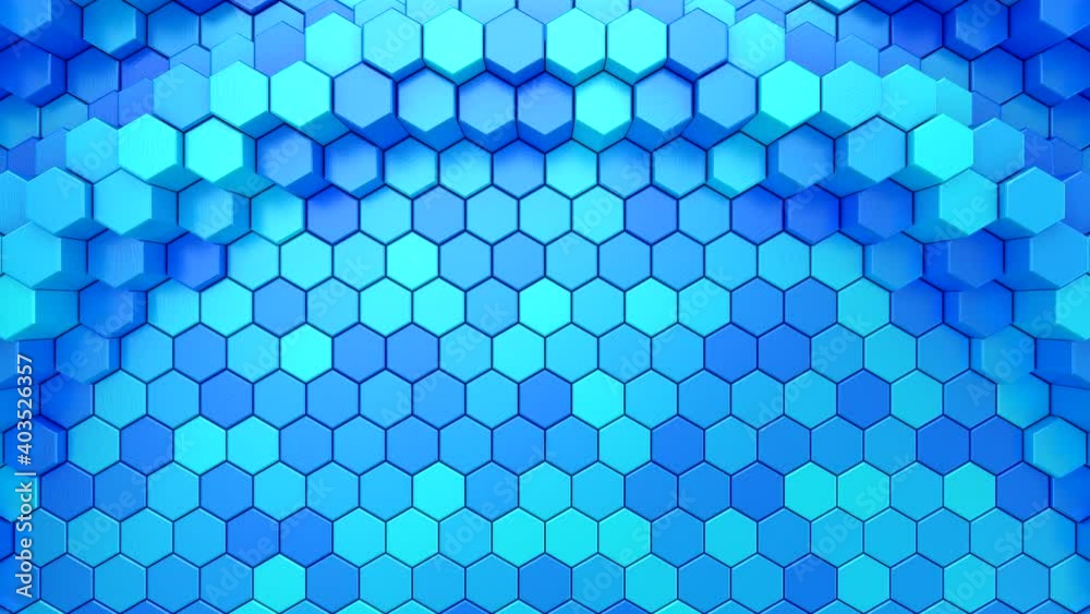 Hexagons Form A Wave. Abstract motion, 3d rendering, 4k resolution
Hexagons Form A Wave. Abstract motion, 3d rendering, 4k resolution