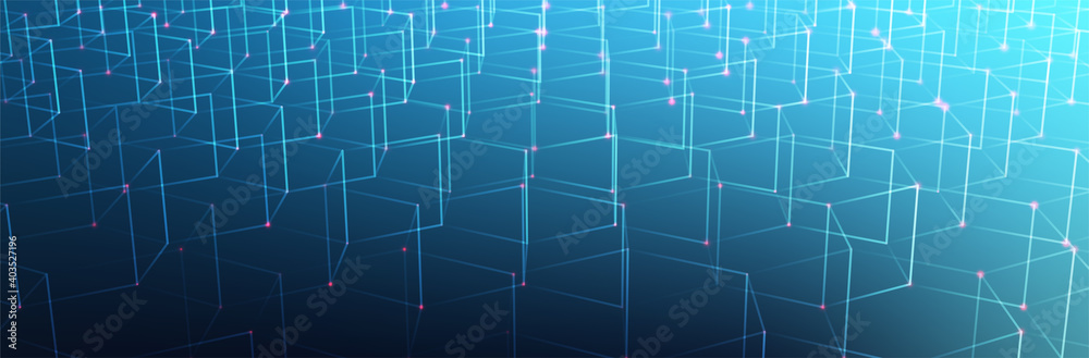 Abstract geometric background. Thin line pattern on blue gradient backdrop. Vector illustration