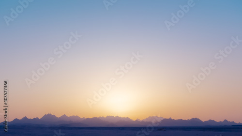 sky and sunset over mountains  background  copy space