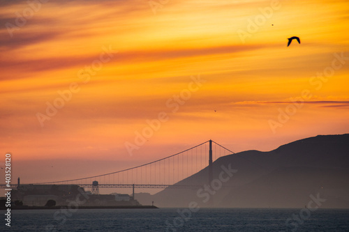 Beautiful view of the sunset sky in San Francisco