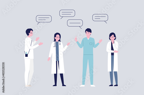 意見交換する医療従事者　女医