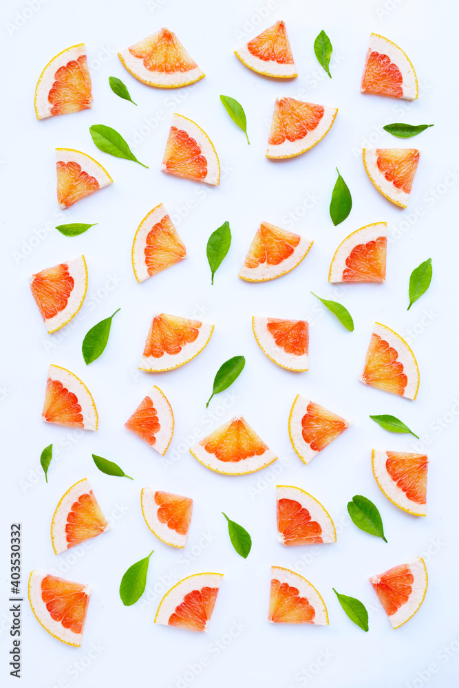 High vitamin C. Juicy grapefruit slices on white. High vitamin C. Juicy grapefruit slices on white.