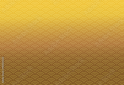 青海波の和の模様の金紙のゴージャスな背景