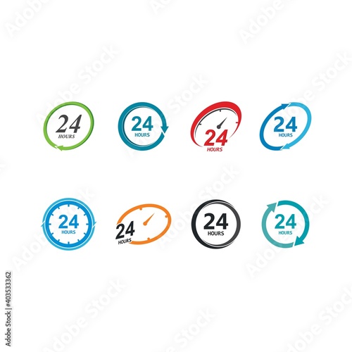 symbol of 24 hours logo vector icon illustration