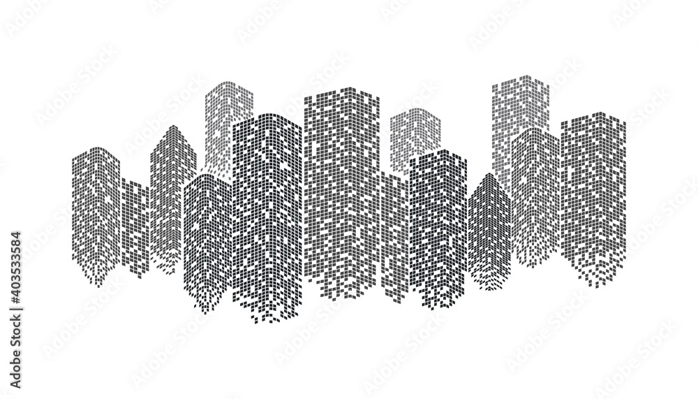 vector building City skyline at night illustration