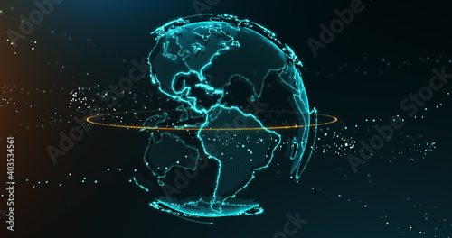 3D Illustration transparency earth world globe space star with international global innovation futuristic digital business 5G connection e-commerce network online fintech finance marketing technology