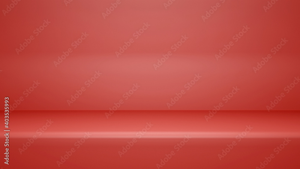 3d rendering, Empty red color studio room background with copy space for display product or banner website 3d rendering, Empty red color studio room background with copy space for display product or banner website