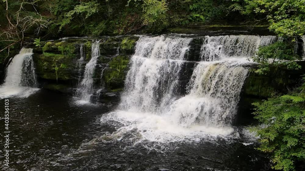 Gushing Waterfall in Slow Motion at Brecon Beacons National Park in UK Gushing Waterfall in Slow Motion at Brecon Beacons National Park in UK