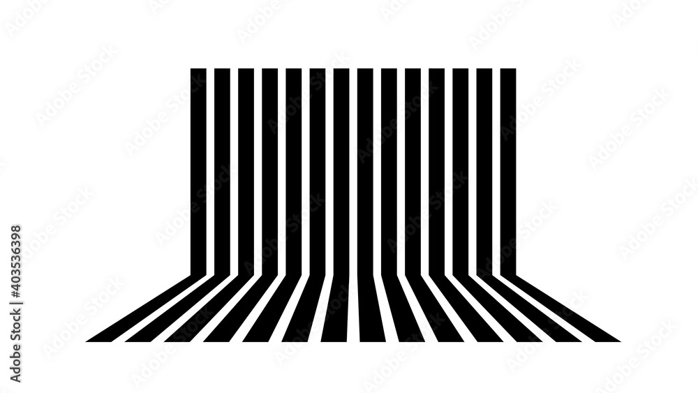 illustration of black and white stripes on wall and floor, empty background perspective view isolated on white
illustration of black and white stripes on wall and floor, empty background perspective view isolated on white