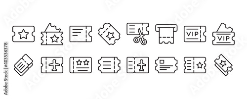 Ticket icon set. Vector graphic illustration. Suitable for website design, logo, app, template, and ui. 