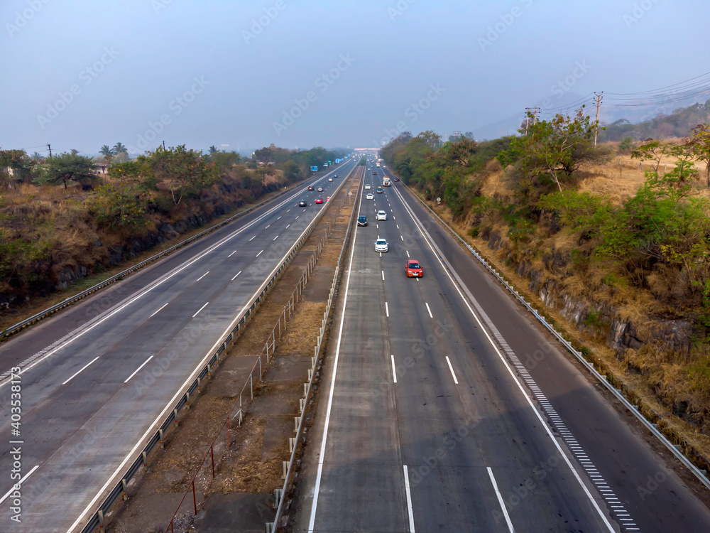 The Mumbai-Pune Expressway near Pune India.The Expressway is officially called the Yashvantrao Chavan Expressway.
