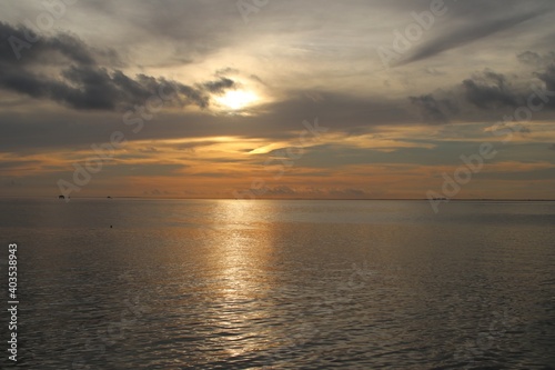 Beautiful sunset in ocean at Key Biscayne  Florida  USA
