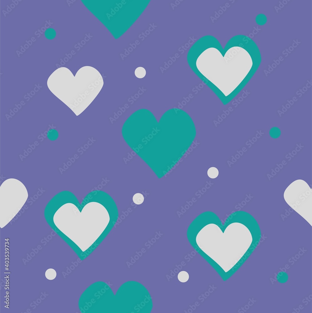 Seamless pattern with hearts on a blue background. Romantic design for greeting cards and invitations for wedding, Birthday, Valentine's Day, Mother's Day, wallpaper, fabric.