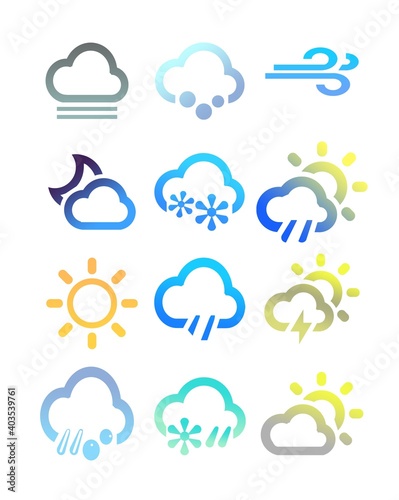 Weather set colored icons 