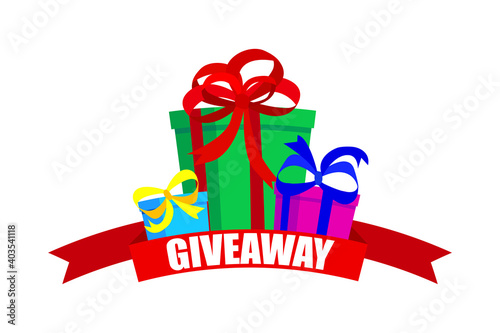 Amazing doodle flyer with giveaway gifts. Gift voucher. Win prize. Stock image. EPS 10.