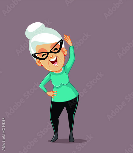 Senior Woman Stretching in Warm-up Exercise Session