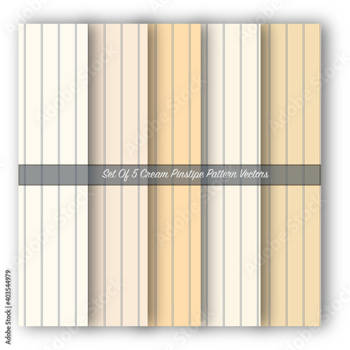 Set Of 5 Cream Pinstripe Patterns - Textile - Background - Wallpaper - Vector
