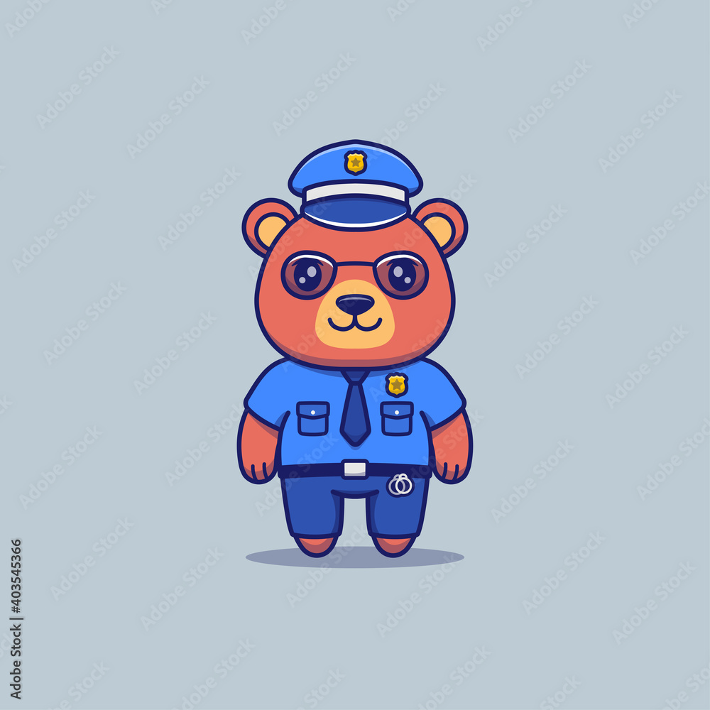 Cute bear with police uniform