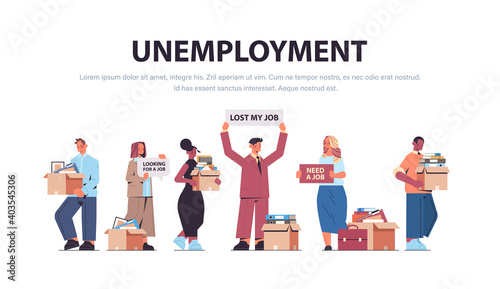 set hr managers holding we are hiring join us posters vacancy open recruitment human resources concept horizontal full length copy space vector illustration