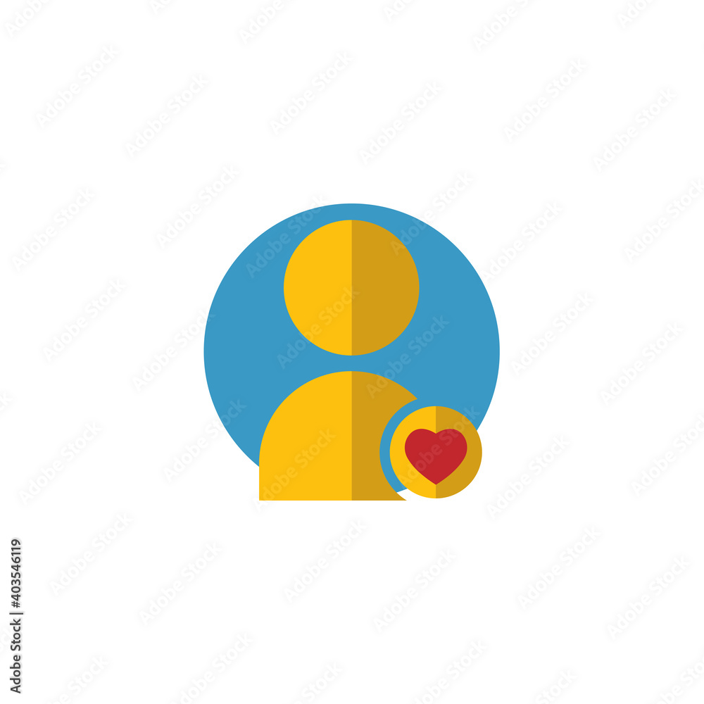 User like flat icon, heart icon. Editable stroke. Simple illustration mobile concept and web design. Design template vector